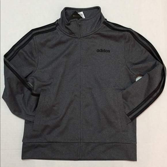 Adidas Youth Iconic Gray Black Track Jacket Size 8 - Picture 5 of 8